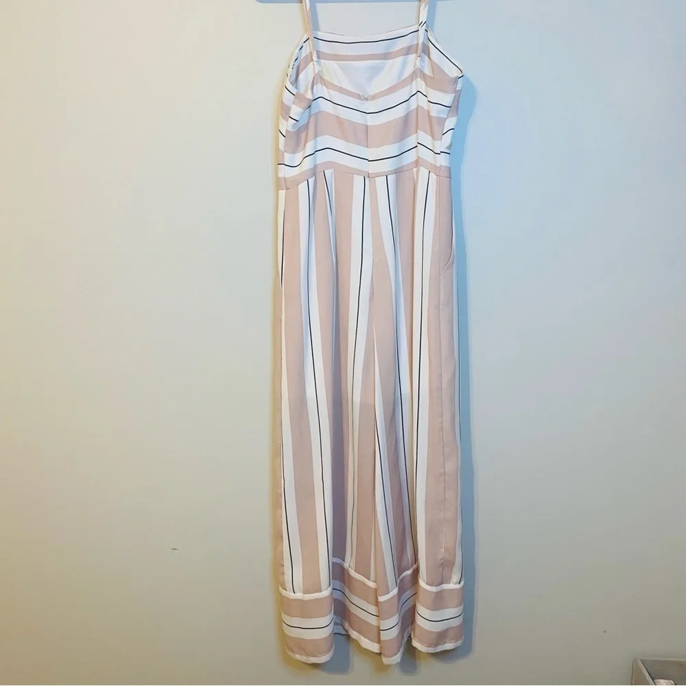 Striped Beige and White Jumpsuit